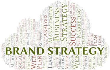 Brand Strategy word cloud create with text only.