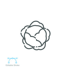 Lettuce vegetable icon. salad sign , green vegetable leaves and organic. outline or line pictogram style. Editable stroke. vector illustration. Design on white background. EPS `10