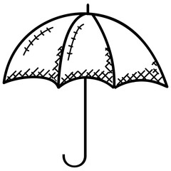 
A doodle icon with shaded structure and a rod depicting umbrella .
