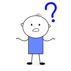 Confused Man Doodle Cartoon Illustration Vector.
