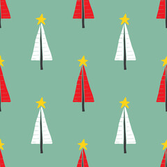Pine tree seamless pattern. New Year and Christmas background, vector Illustration