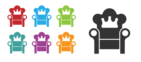 Black Medieval throne icon isolated on white background. Set icons colorful. Vector.
