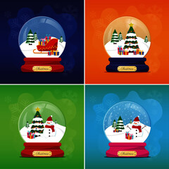 Christmas balls on colored backgrounds