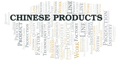 Chinese Products word cloud create with text only.