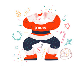 Dancing Santa - Christmas and New Year party - modern flat vector concept illustration of cheerful dancing Santa Claus