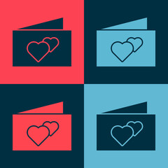 Pop art Greeting card icon isolated on color background. Celebration poster template for invitation or greeting card. Vector.