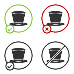 Obraz premium Black Cylinder hat icon isolated on white background. Circle button. Vector.