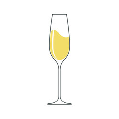 Glass with champagne graphic icon. Champagne glass sign isolated on white background. Vector illustration