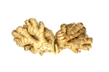 Root ginger isolated on a white background.
