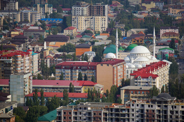 Makhachkala. Top view of the city. Residential buildings and mosque 