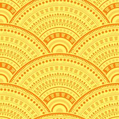 Ethnic circle shapes seamless geometric pattern.