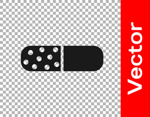 Black Vitamin complex of pill capsule icon isolated on transparent background. Healthy lifestyle. Vector.