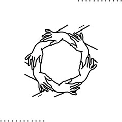 a circle of female hands vector icon in outlines