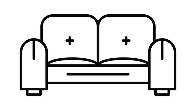 Sofa icon animation. Motion set of best icons and then each objects is shown separately