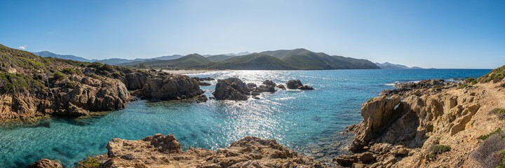 Small cove and Ostriconi beach in Corsica