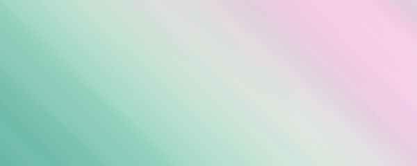 Blurred turquoise green, pink diagonal gradient. Abstract panoramic background with soft color. Pastel speed strips. Modern design for web banner, website, landing page, poster, certificate, gift card