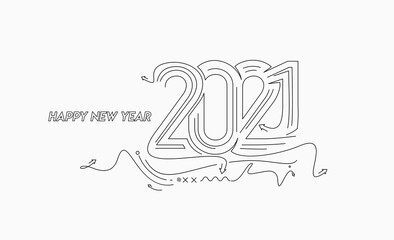 Happy New Year 2021 Text Typography Design Patter, Vector illustration.