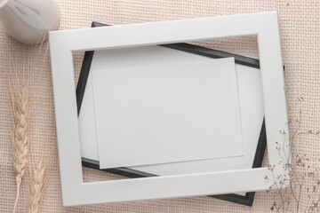 Empty picture frame white background copy space