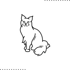 Maine coon cat breed vector icon in outlines