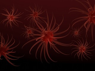 Red dangerous virus cell 