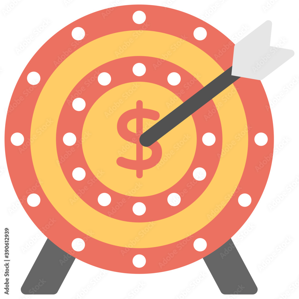 Poster an arrow right on dollar sign showing business target