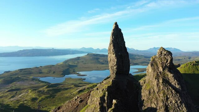 Isle of Skye, Scotland, aerial landscape views of Storr 