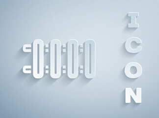 Paper cut Heating radiator icon isolated on grey background. Paper art style. Vector.