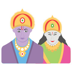 
Hindu gods rama and lila’s avatars representing rama lila festival 
