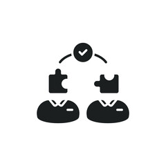 Collaboration idea icon. Forum group  discussion for solution and innovation. Light bulb and human community. Solid or glyph pictogram style. Vector illustration. Design on white background. EPS 10