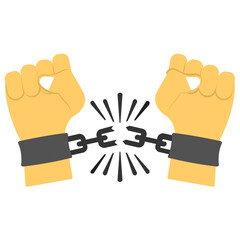 
Hands releasing from the handcuffs is the depiction of antislavery celebration of juneteenth day
