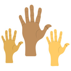 
Hands raising in the air regardless of discrimination of colors, cast and creed showing human rights day
