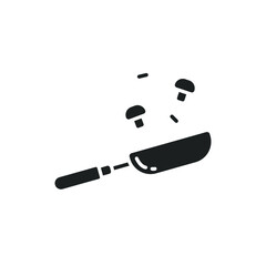Frying pan icon.  Fry or roast food symbol.  food cooked. kitchenware. Stainless utensil of kitchen equipment. Solid or glyph pictogram style. vector illustration. Design on white background. EPS 10