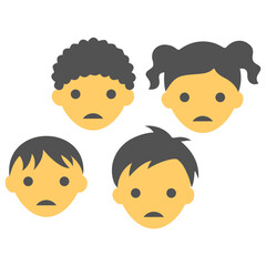 
Four male and female kids avatar with worried expression is perfectly depicting the celebration of national missing children day 
