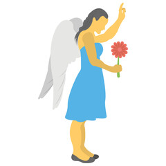 
Angelic avatar of a lady with rattle in her hand is describing the feast of annunciation 
