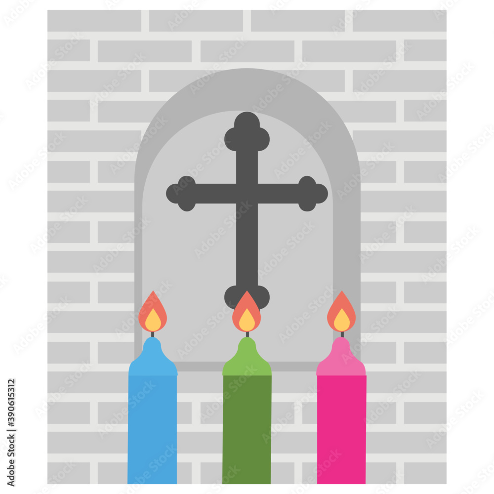 Canvas Prints christianic cross with candles is showing holy celebrations of all saints day