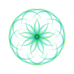 Abstract background design of blue-green shaped lines in the form of a flower. Brochure template