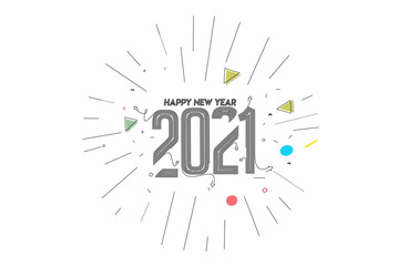 Abstract Happy New Year 2021 Text Typography Design Patter, Vector illustration.