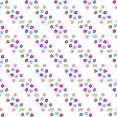 Vector seamless pattern with multi-colored flowers on a white background. Use in fabric, wrapping paper, wallpaper, bags, clothes, dishes, cases on smartphones and tablets.