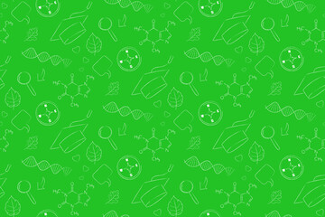 Green seamless pattern on the theme of school education