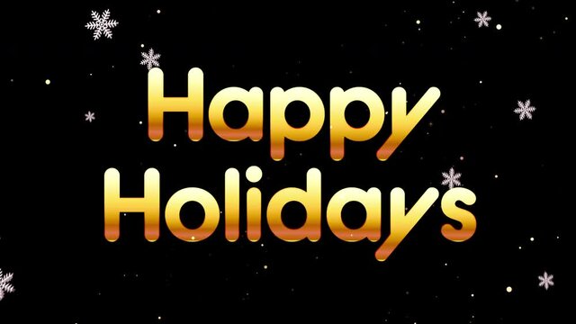 「happy holiday」が入った動画。舞い散る雪が印象的な動く背景。おしゃれなクリスマスの挨拶。