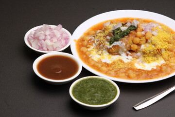 Ragda pattice -Aloo tikki or Potato Cutlet or Patties is a popular Indian street food made with boiled potatoes, spices and herbs served with tamrind chutney and peas curry.