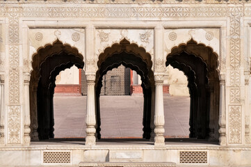 Detail of marbled palace built by the Mughal empire in the th century 