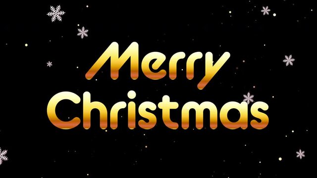「Merry Christmas」の文字が入った動画。舞い散る雪が印象的な動く背景。おしゃれなクリスマスの挨拶。