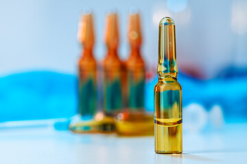 Plain ampule vials for injections close up - obrazy, fototapety, plakaty