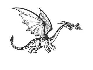 Dragon sketch raster illustration
