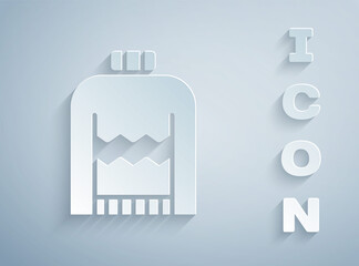 Paper cut Christmas sweater with norwegian ornaments and holidays decorations icon isolated on grey background. Knitted winter jumper. Paper art style. Vector.