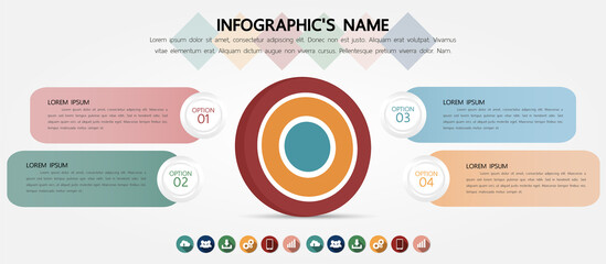 Infographic template for business presentation. Target and purpose theme with icons.