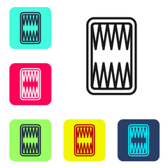 Black line Backgammon board icon isolated on white background. Set icons in color square buttons. Vector.
