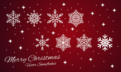 White vector Snowflakes in different shapes, Christmas design for xmas card