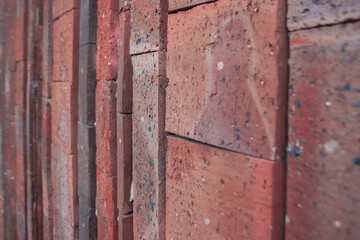 Red brick exterior wall. Grudge brown and red brick abstract background. Brick texture wall. Brick pattern